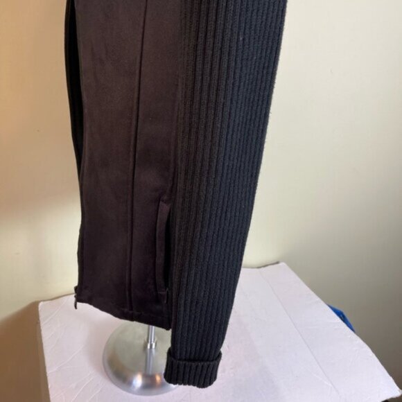 Lady Hathaway Zip Front Jacket Faux Suede Fur Sweater Sleeves Pockets Cozy Top M - Picture 10 of 16